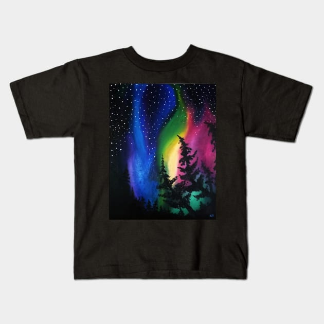 Northern Lights Kids T-Shirt by RG Illustration